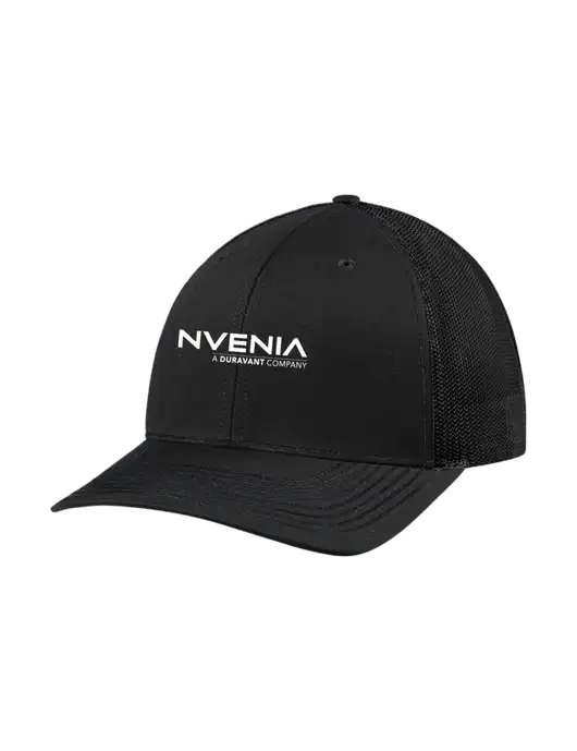 Richardson Adjustable Snapback Original 112 Trucker Cap Black w/Black Mesh w/nVenia Logo