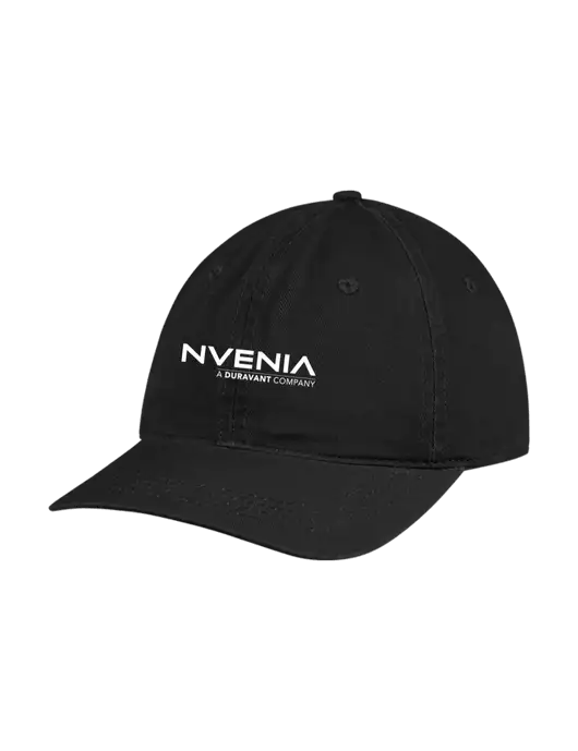 Garment Washed Unstructured Twill Black Cap w/nVenia Logo