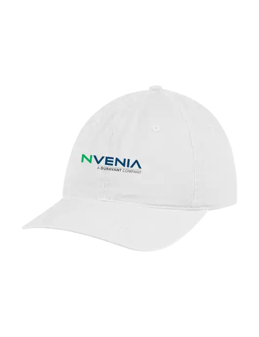 Garment Washed Unstructured Twill White Cap w/nVenia Logo