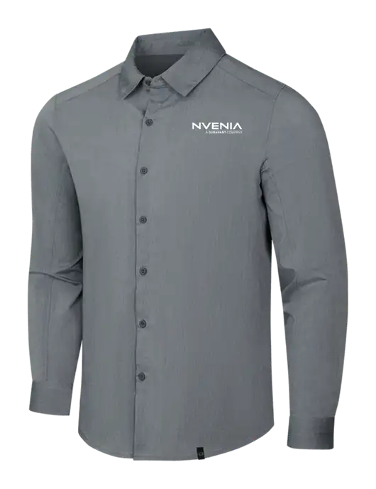 OGIO Medium Grey Heather Commuter Woven Shirt w/nVenia Logo