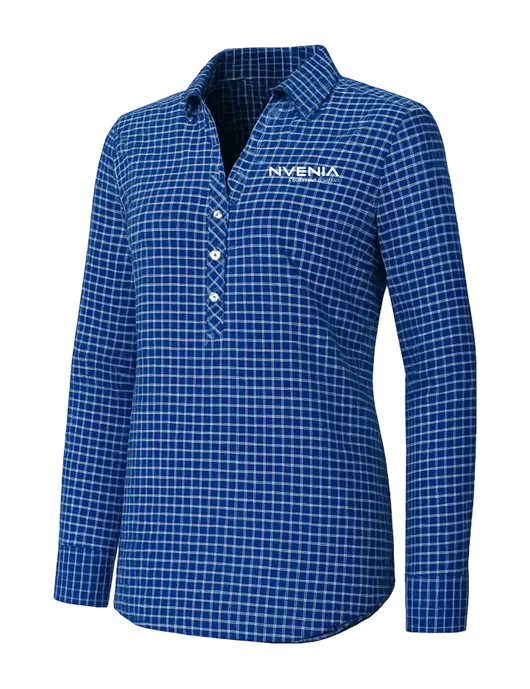 Womens Navy/White City Stretch Shirt w/nVenia Logo