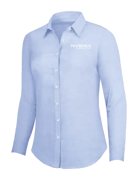 Light Blue Womens SuperPro Oxford Shirt w/nVenia Logo