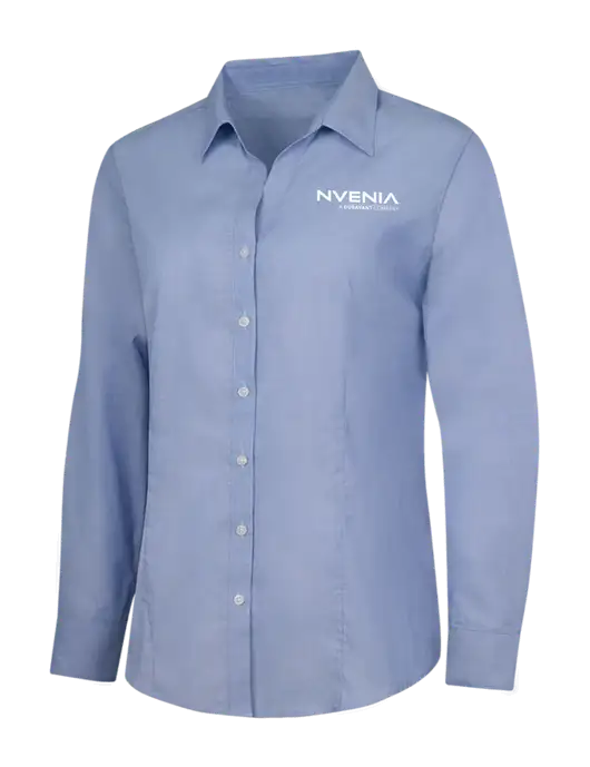 Light Slate Blue Womens Crosshatch Easy Care Shirt w/nVenia Logo