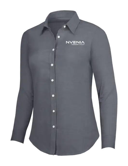 Dark Grey Womens SuperPro Oxford Shirt w/nVenia Logo