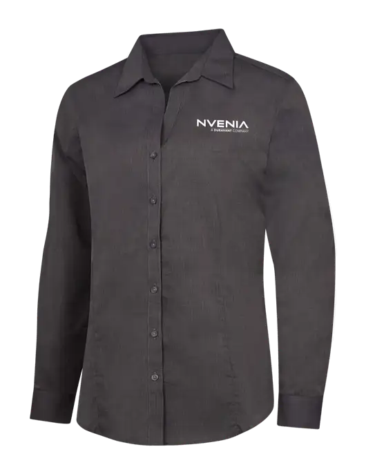 Womens Soft Black Crosshatch Easy Care Shirt w/nVenia Logo