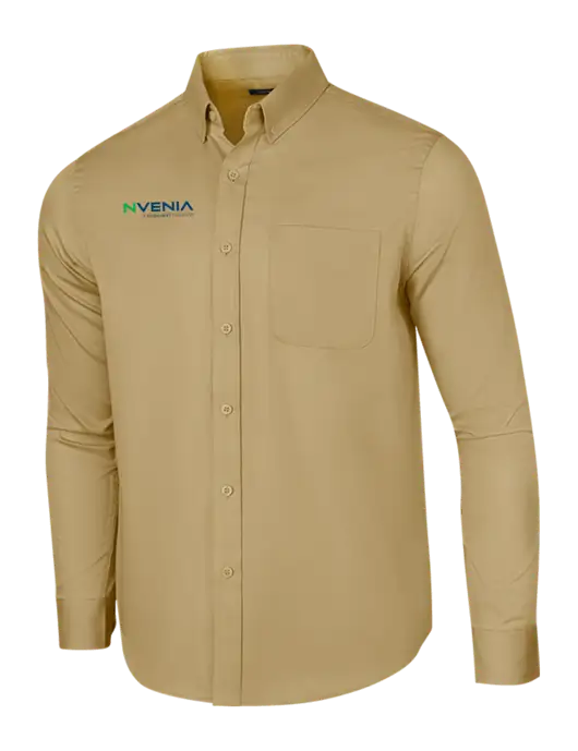 Long Sleeve Dark Tan Superpro React Twill Shirt w/nVenia Logo