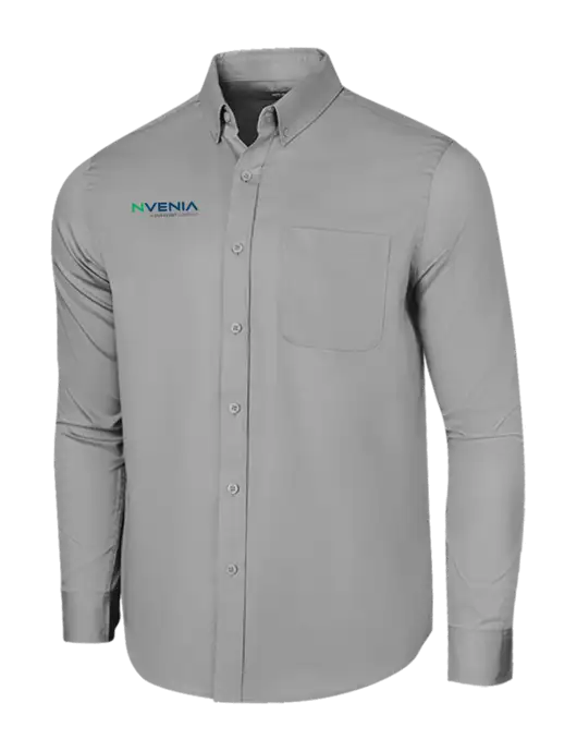 Long Sleeve Light Grey Superpro React Twill Shirt w/nVenia Logo