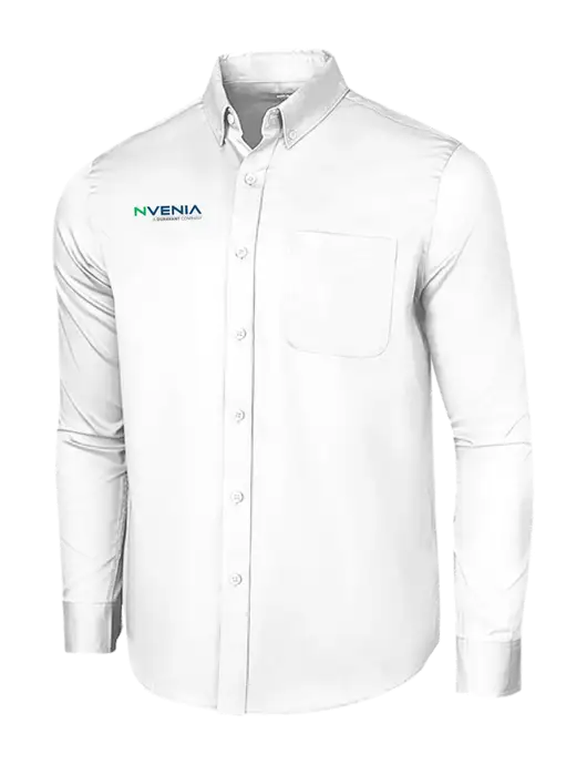 Long Sleeve White Superpro React Twill Shirt w/nVenia Logo