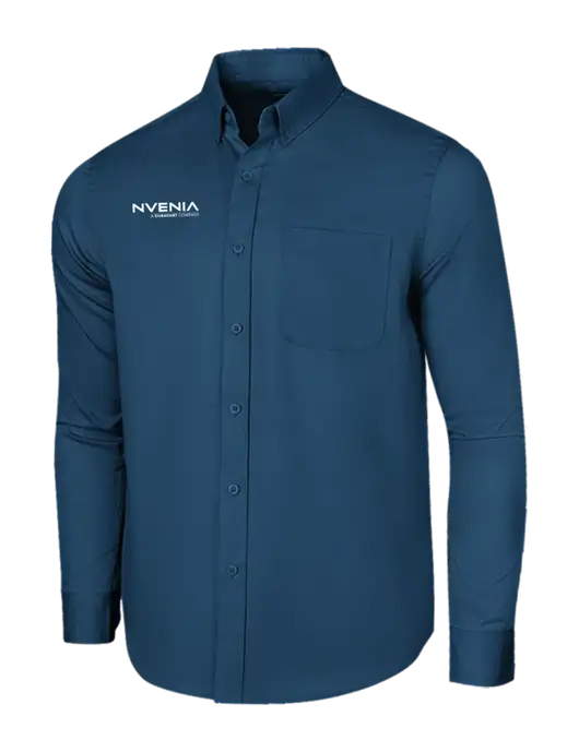 Long Sleeve Light Navy Superpro React Twill Shirt w/nVenia Logo