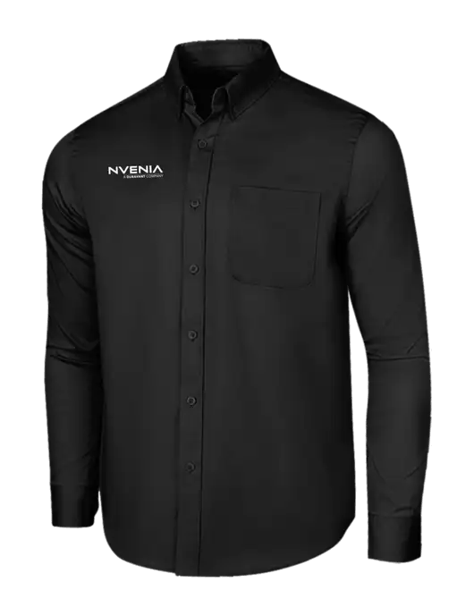 Long Sleeve Deep Black Superpro React Twill Shirt w/nVenia Logo