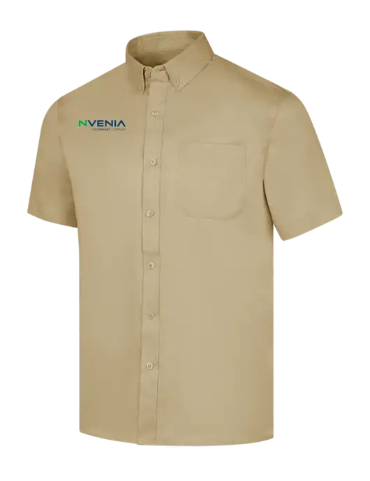 Short Sleeve Dark Tan Superpro React Twill Shirt w/nVenia Logo