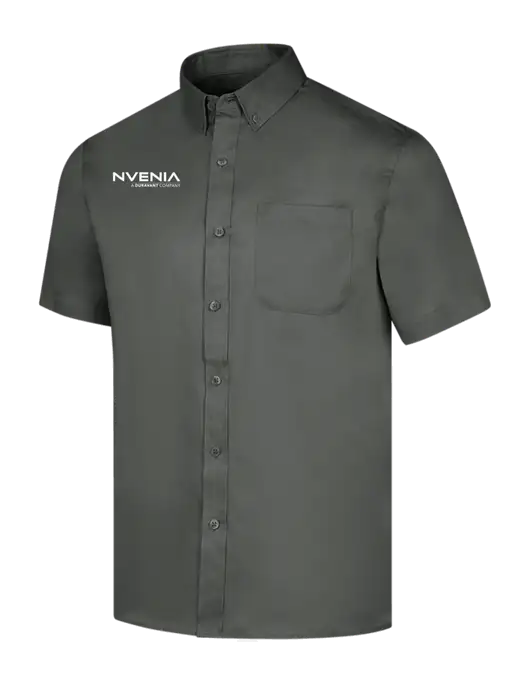 Short Sleeve Dark Grey Superpro React Twill Shirt w/nVenia Logo