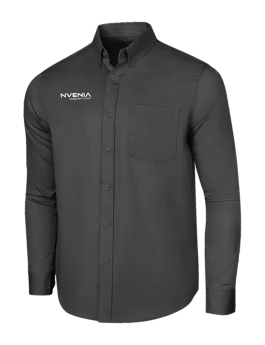 Long Sleeve Dark Grey Superpro React Twill Shirt w/nVenia Logo