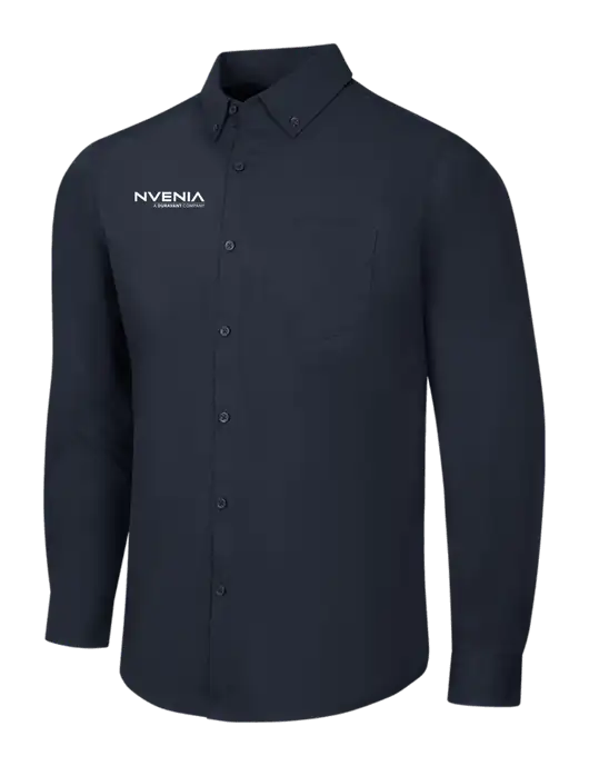 Navy Long Sleeve Carefree Poplin Shirt w/nVenia Logo