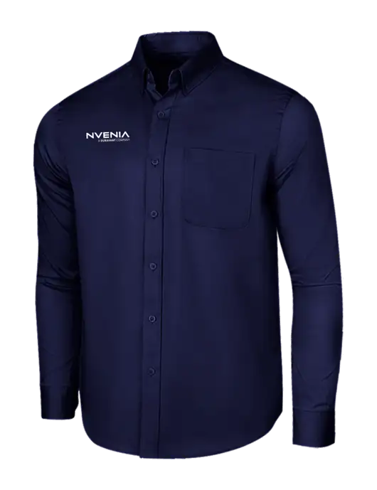 Long Sleeve Navy Superpro React Twill Shirt w/nVenia Logo