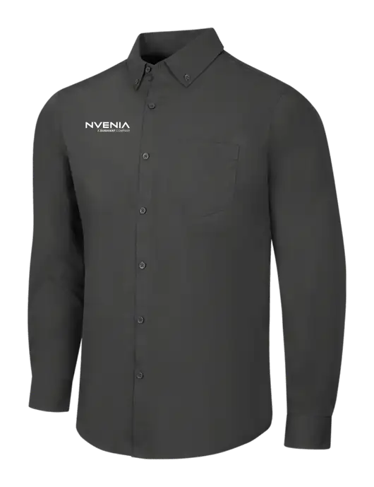 Dark Grey Long Sleeve Carefree Poplin Shirt w/nVenia Logo