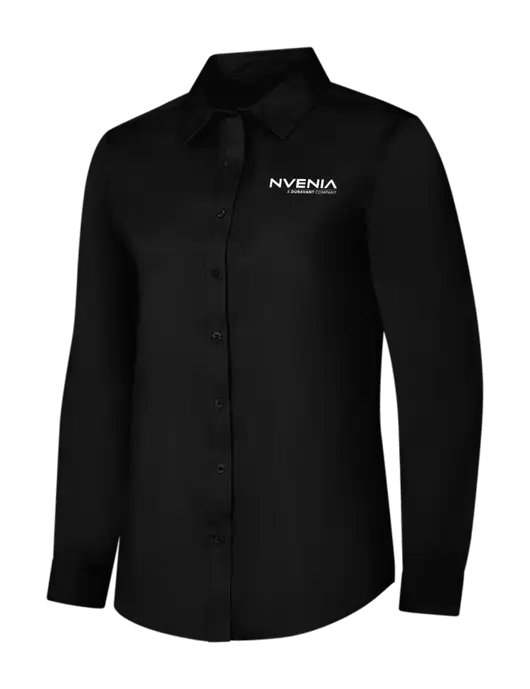 Womens Black Long Sleeve Superpro React Twill Shirt w/nVenia Logo