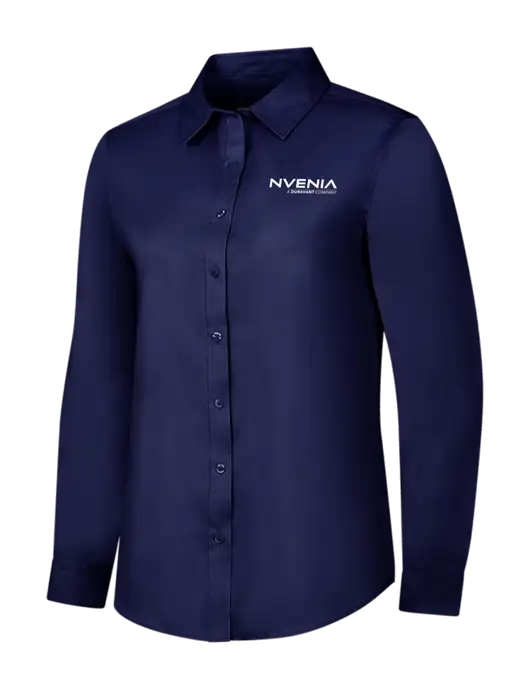 Navy Womens Long Sleeve Superpro React Twill Shirt w/nVenia Logo
