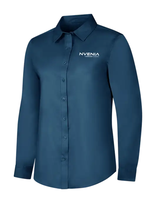 Light Navy Womens Long Sleeve Superpro React Twill Shirt w/nVenia Logo