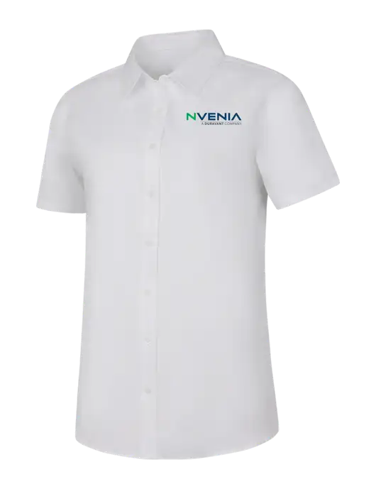 Womens White Short Sleeve Superpro React Twill Shirt w/nVenia Logo
