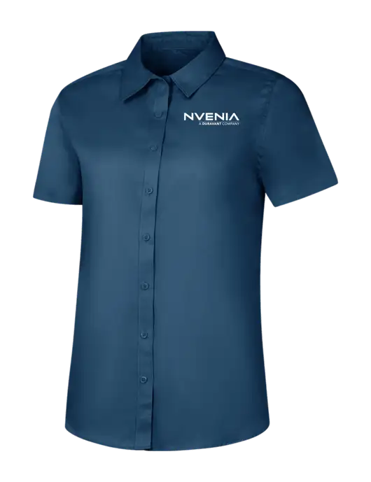 Womens Light Navy Short Sleeve Superpro React Twill Shirt w/nVenia Logo