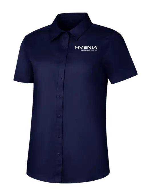 Womens Navy Short Sleeve Superpro React Twill Shirt w/nVenia Logo