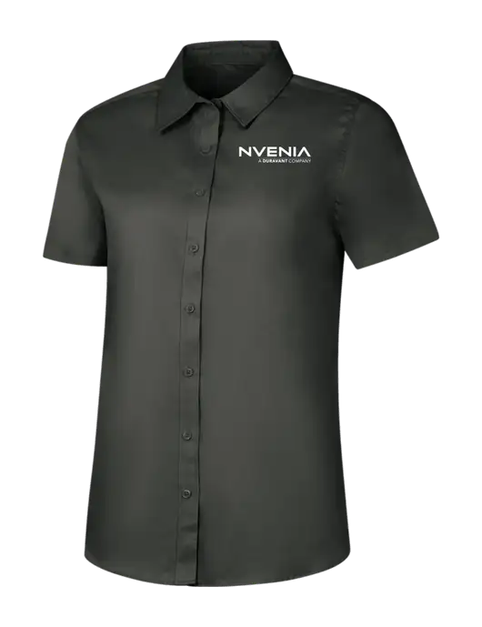 Womens Dark Grey Short Sleeve Superpro React Twill Shirt w/nVenia Logo