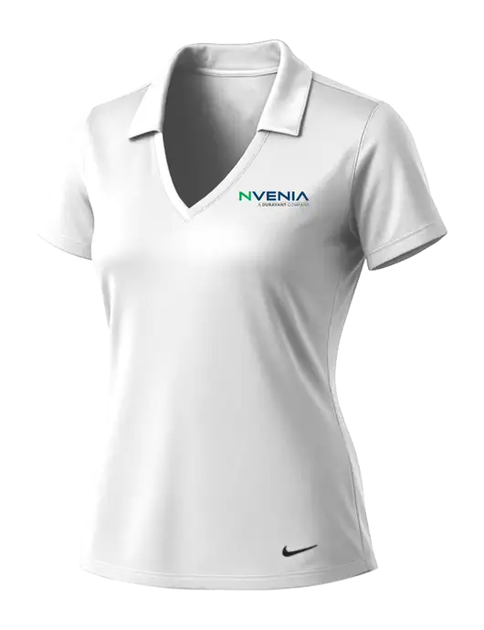 NIKE White Womens Dri-Fit Vertical Mesh Polo w/nVenia Logo