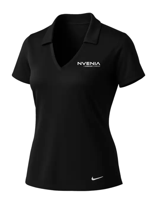 NIKE Black Womens Dri-Fit Vertical Mesh Polo w/nVenia Logo
