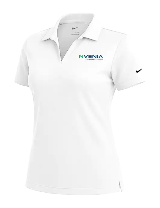 NIKE White Womens Dri-Fit Micro Pique Polo w/nVenia Logo