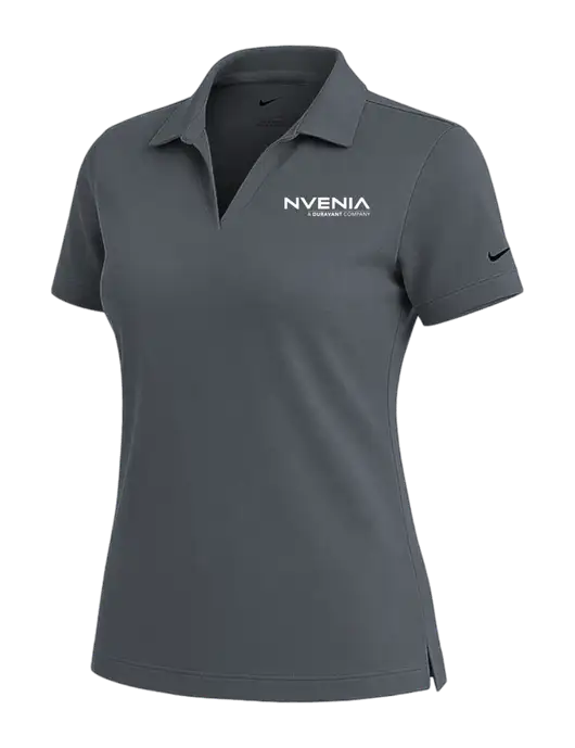 NIKE Dark Grey Womens Dri-Fit Micro Pique Polo w/nVenia Logo