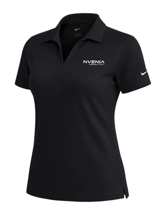 NIKE Black Womens Dri-Fit Micro Pique Polo w/nVenia Logo