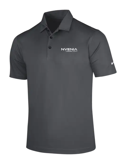 NIKE Dark Grey Dri-Fit Vertical Mesh Polo w/nVenia Logo