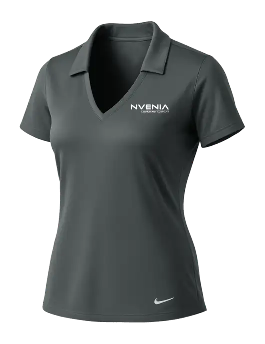 NIKE Dark Grey Womens Dri-Fit Vertical Mesh Polo w/nVenia Logo