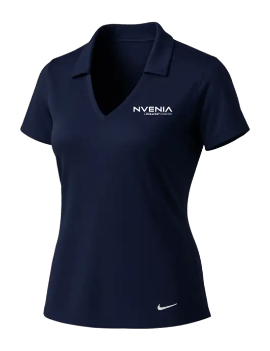 NIKE Dark Navy Womens Dri-Fit Vertical Mesh Polo w/nVenia Logo