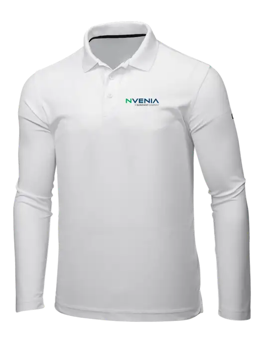 OGIO Bright White Caliber 2.0 Long Sleeve Polo w/nVenia Logo