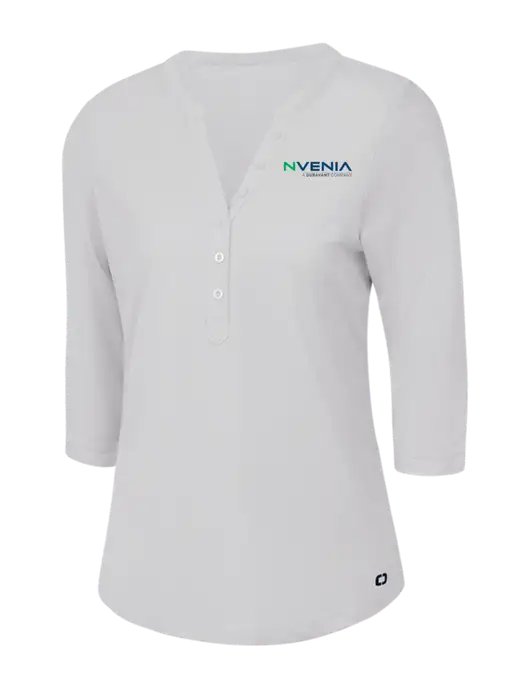 OGIO Bright White Jewel Henley w/nVenia Logo
