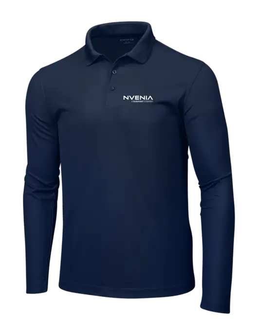OGIO Navy Caliber 2.0 Long Sleeve Polo w/nVenia Logo