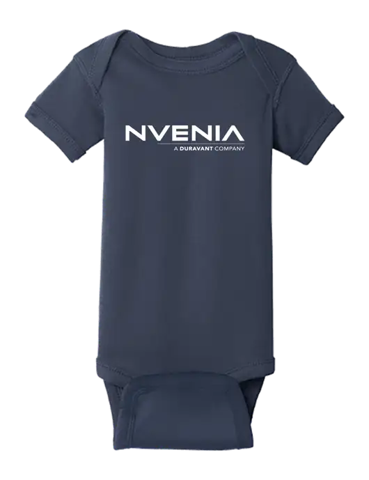Rabbit Skins Navy Infant Short Sleeve Baby Rib Bodysuit w/nVenia Logo