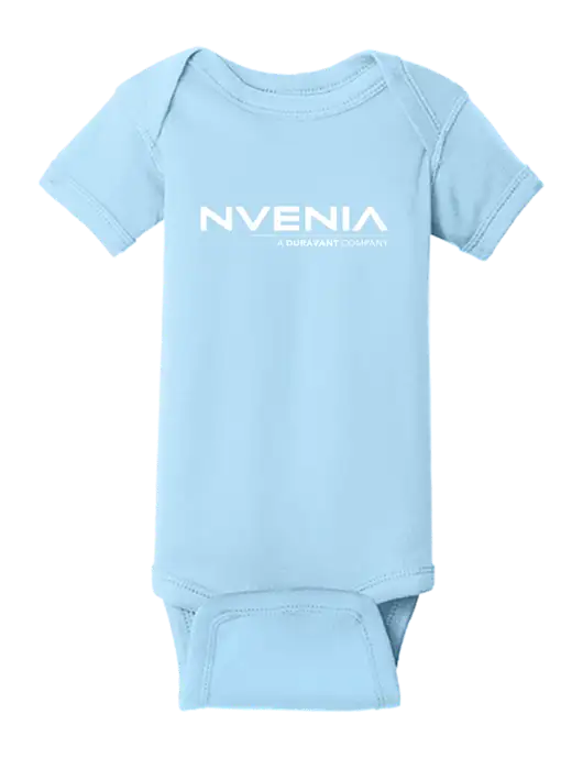 Rabbit Skins Light Blue Infant Short Sleeve Baby Rib Bodysuit w/nVenia Logo