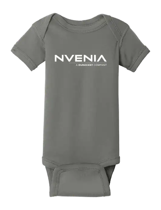 Rabbit Skins Charcoal Infant Short Sleeve Baby Rib Bodysuit w/nVenia Logo