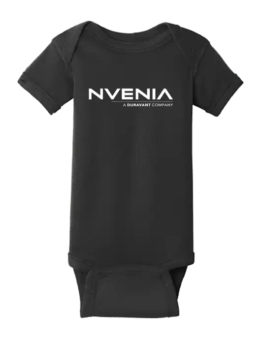 Rabbit Skins Black Infant Short Sleeve Baby Rib Bodysuit w/nVenia Logo