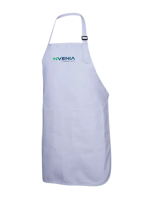 Full-Length White Apron With Pockets w/nVenia Logo