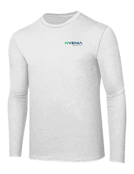 Ring Spun White 4.5 oz Long Sleeve T-Shirt w/nVenia Logo