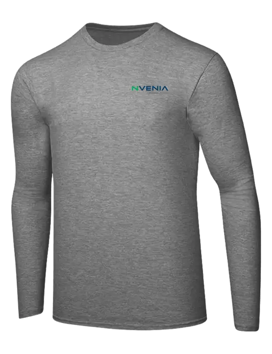 Ring Spun Light Heather Grey 4.5 oz Long Sleeve T-Shirt w/nVenia Logo