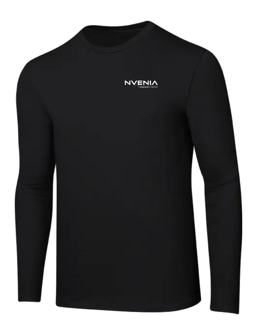Ring Spun Jet Black 4.5 oz Long Sleeve T-Shirt w/nVenia Logo
