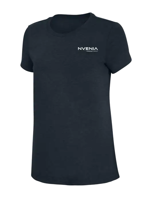 Womens Simply Soft Navy 4.5oz Poly/Combed Ring Spun Cotton T-Shirt w/nVenia Logo