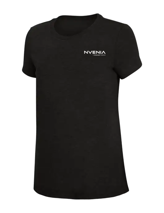 Womens Simply Soft Black 4.5oz Poly/Combed Ring Spun Cotton T-Shirt w/nVenia Logo