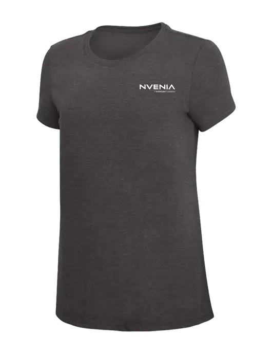Womens Simply Soft Heather Charcoal 4.5oz  Poly/Combed Ring Spun Cotton T-Shirt w/nVenia Logo