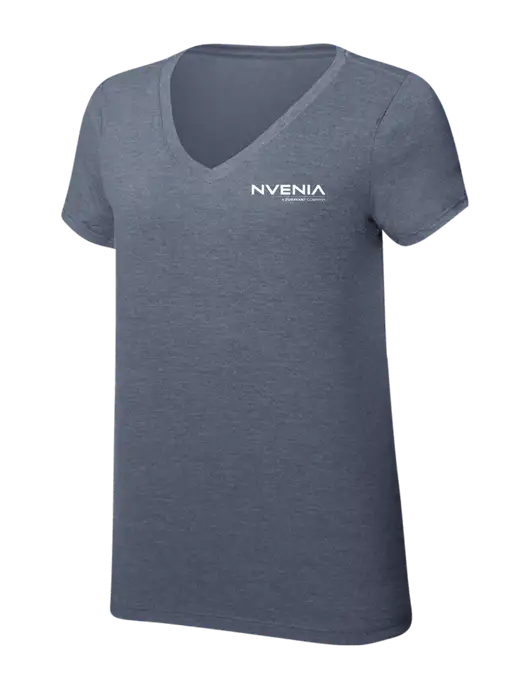 Womens Simply Soft V-Neck Navy Frost 4.5oz  Poly/Combed Ring Spun Cotton T-Shirt w/nVenia Logo